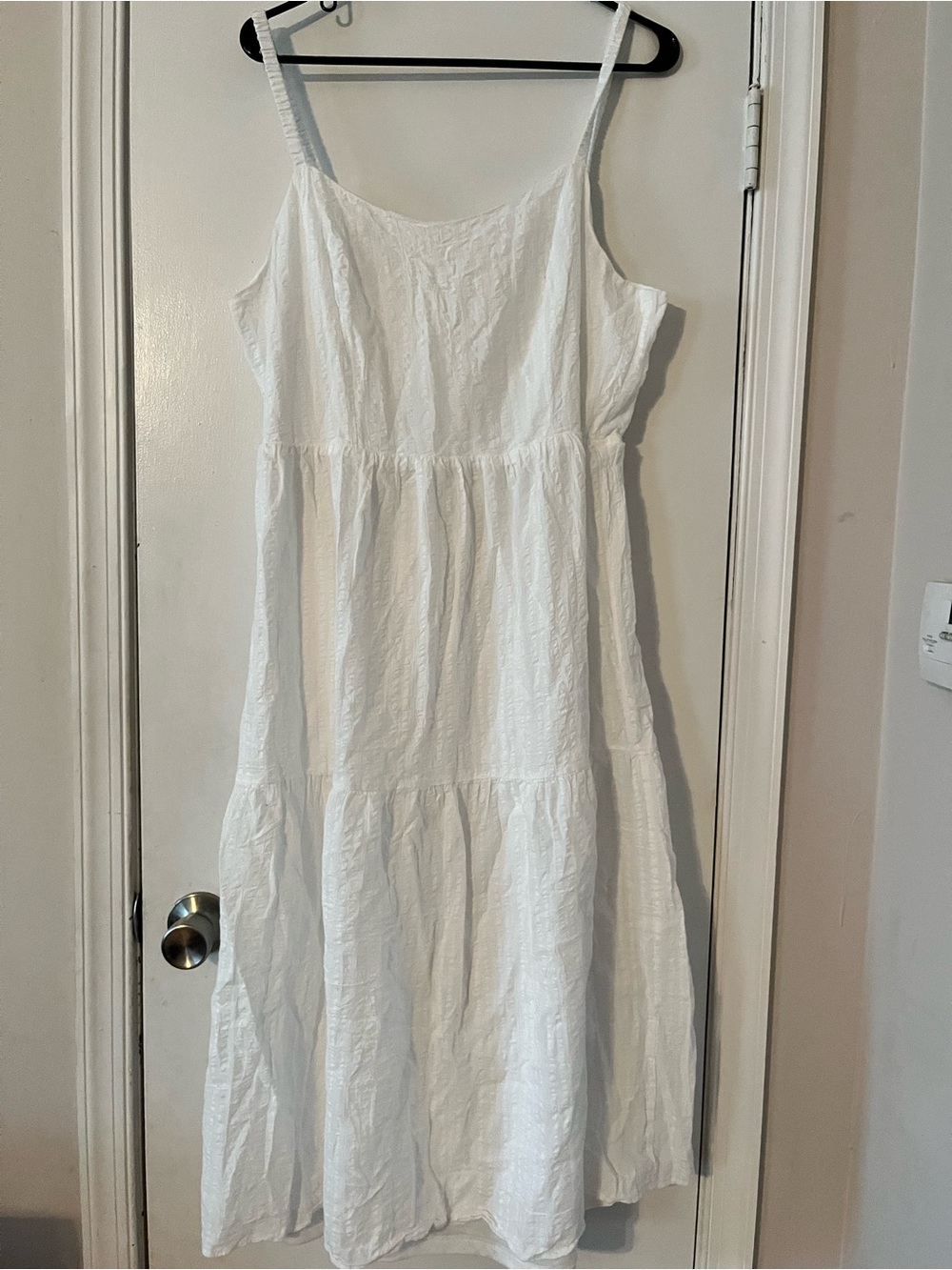 Lucky Brand White Tiered Midi Dress Women’s XL Sleeveless Smocked Back Summer